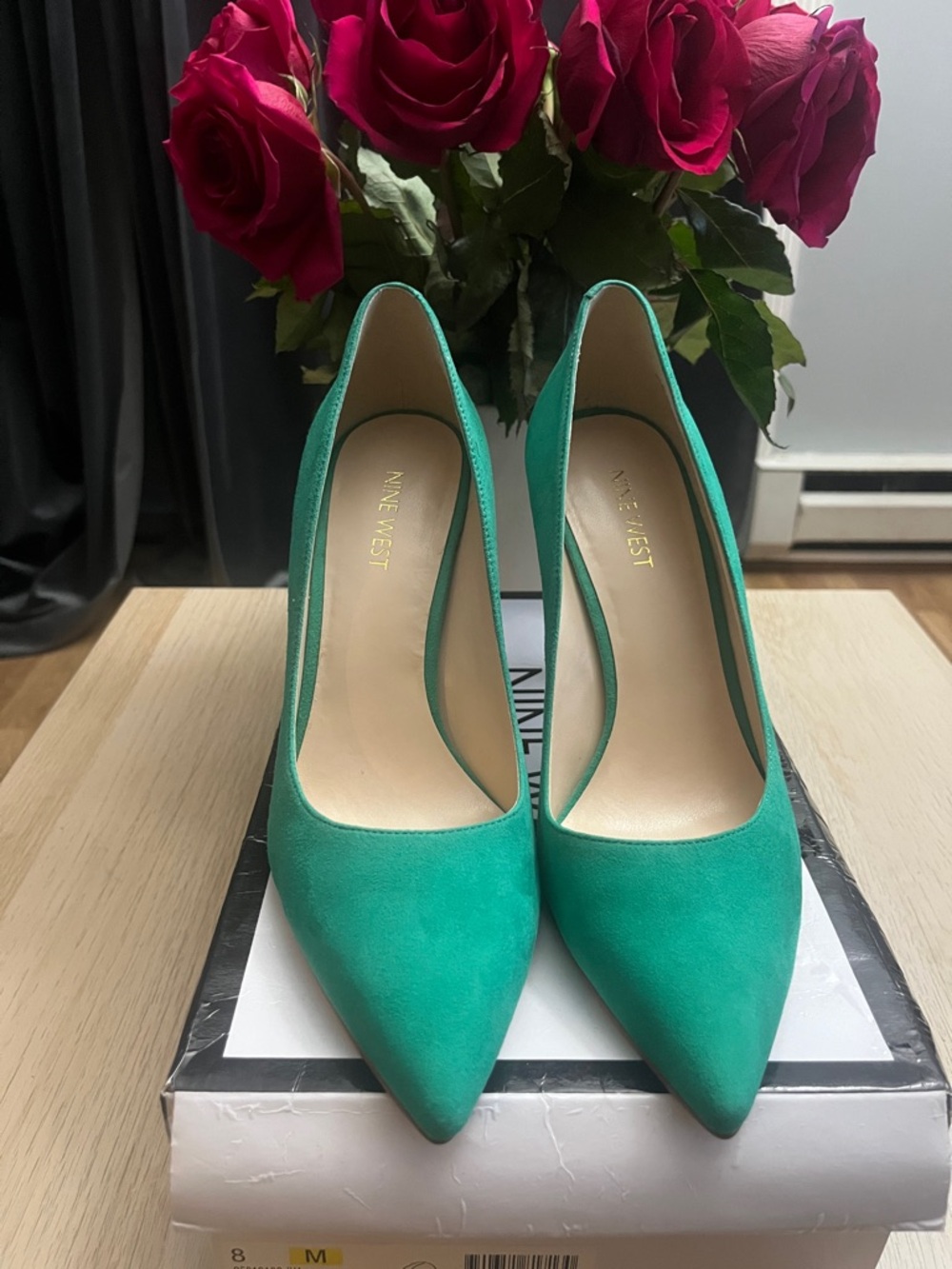 Nine West Green Pointed-Toe Suede Pumps - Women's